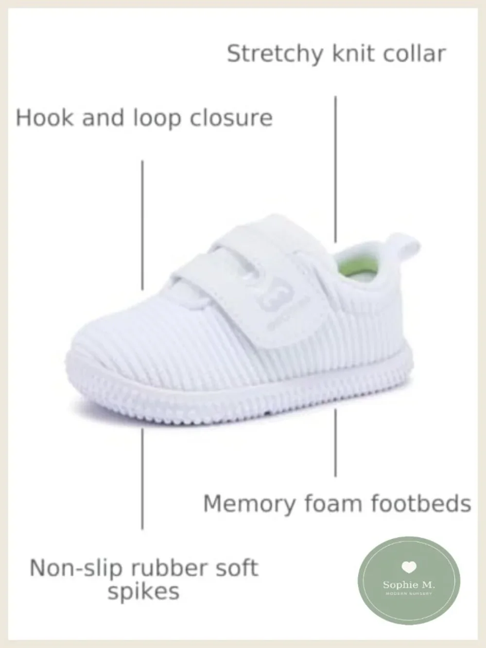 Baby Walking Shoes First Walkers Toddler Sneakers Breathable Non-Slip Hook &